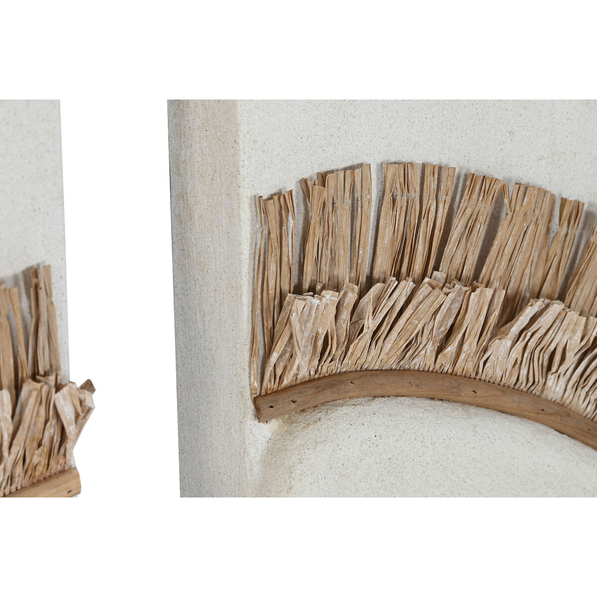 Decoración de Pared Home ESPRIT Blanco Natural Círculo Scandi 120 x 6 x 120 cm (2 Piezas)