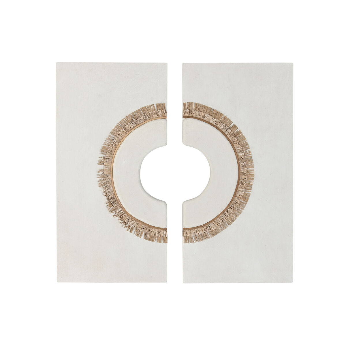 Decoración de Pared Home ESPRIT Blanco Natural Círculo Scandi 120 x 6 x 120 cm (2 Piezas)