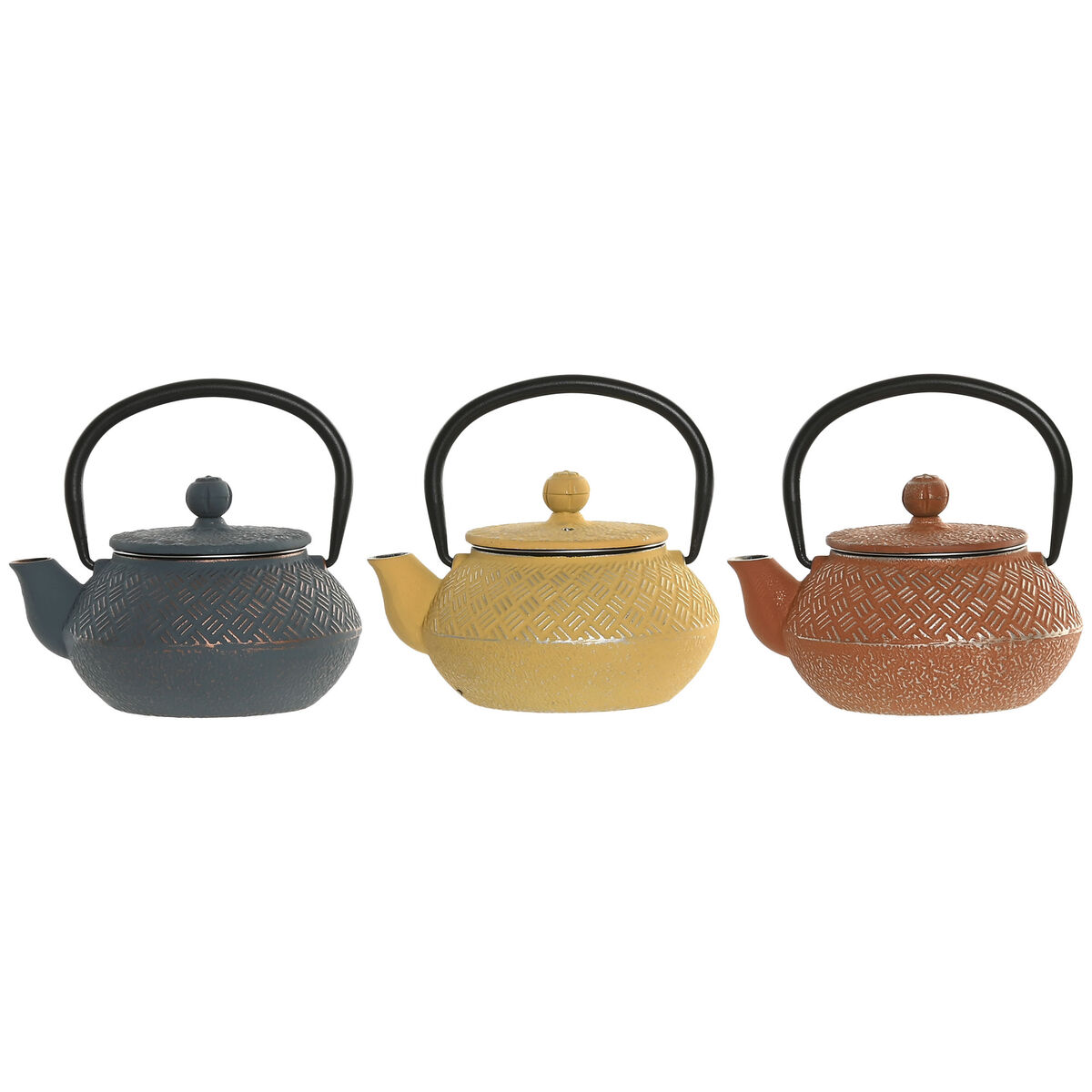 Tetera Home ESPRIT Amarillo Azul Naranja Acero Inoxidable Hierro 300 ml (3 Unidades)