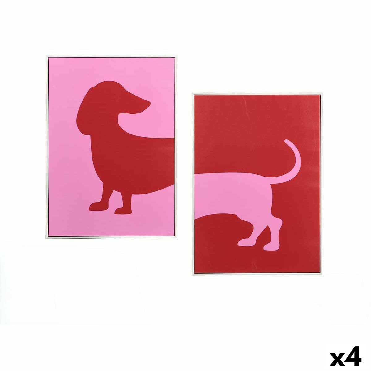 Lienzo Gift Decor Rojo Rosa Perro 50 x 3 x 70 cm (4 Unidades)