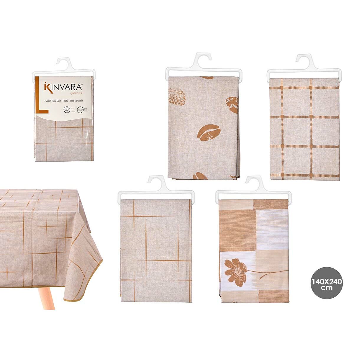 Mantel Kinvara Marrón 140 x 240 cm (24 Unidades)