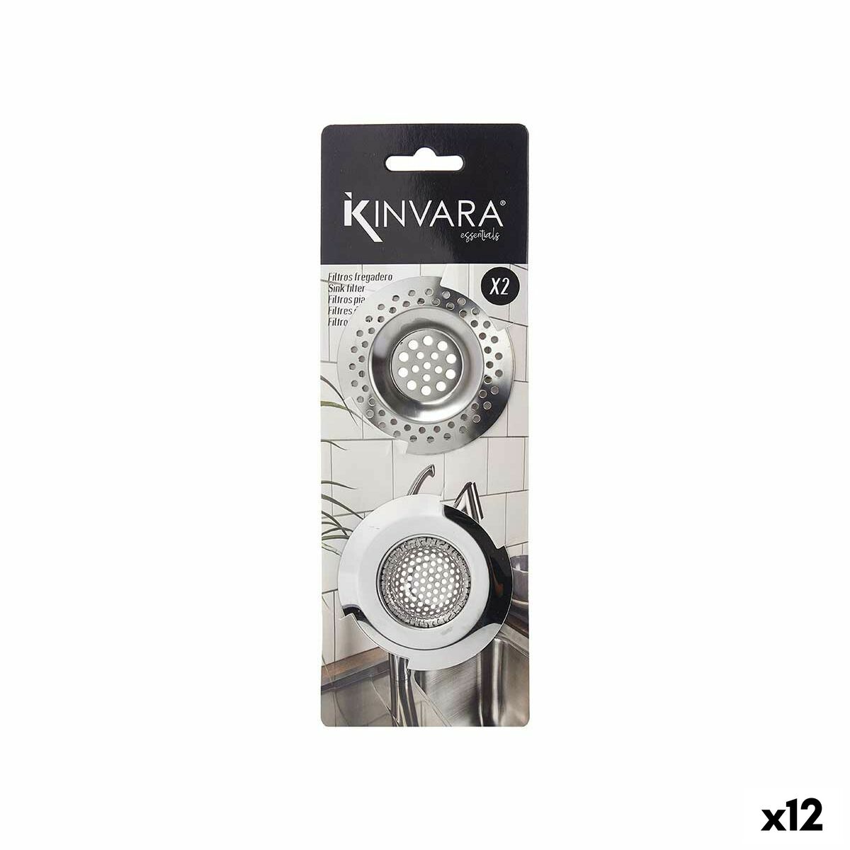 Filtros Fregadero Kinvara Plateado Acero Inoxidable 2 Piezas (12 Unidades)