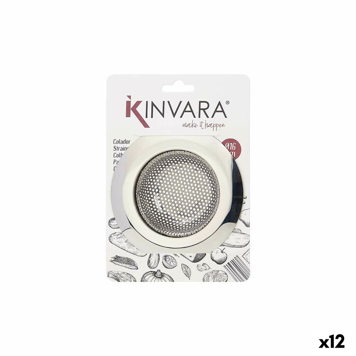 Filtro Fregadero Kinvara Plateado Acero Inoxidable Ø 16 cm (12 Unidades)