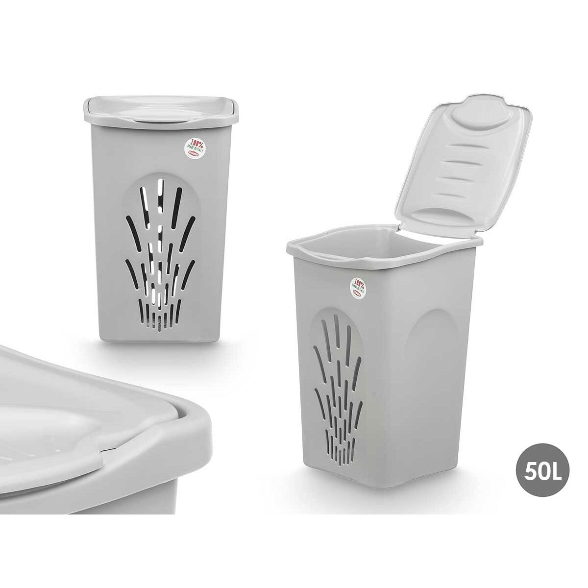 Cesto para la Ropa Sucia Stefanplast Gris Plástico 50 L 37 x 56 x 39 cm (6 Unidades)