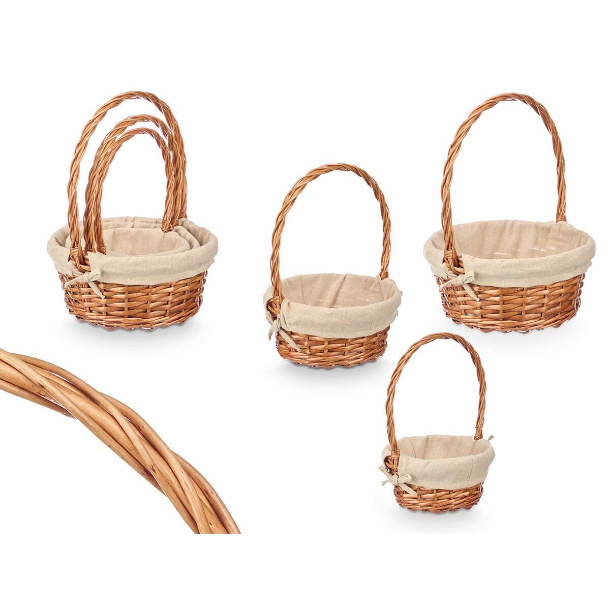 Juego de Cestas Kipit Natural Poliéster Algodón Mimbre 3 Piezas (8 Unidades)