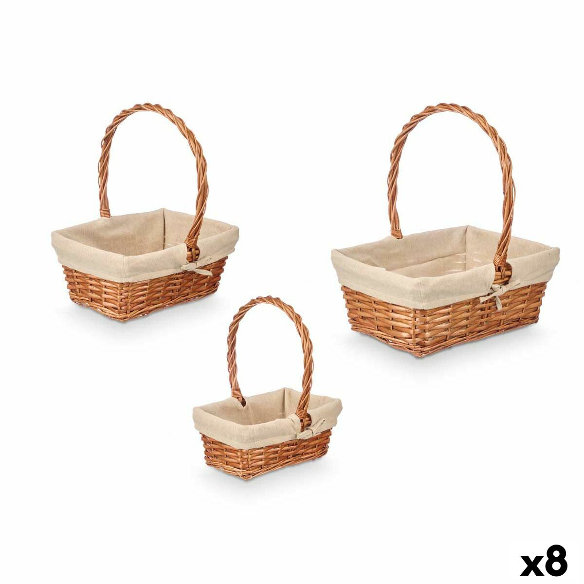 Juego de Cestas Kipit Natural Poliéster Algodón Mimbre 3 Piezas (8 Unidades)