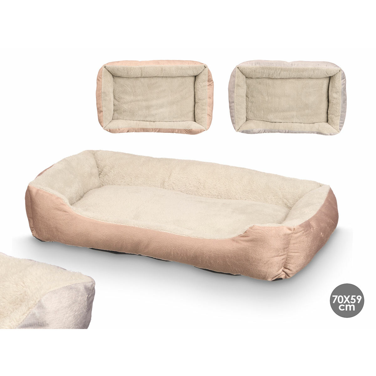 Cama para Perro Mascow Gris Caqui 70 x 15 x 50 cm (14 Unidades)