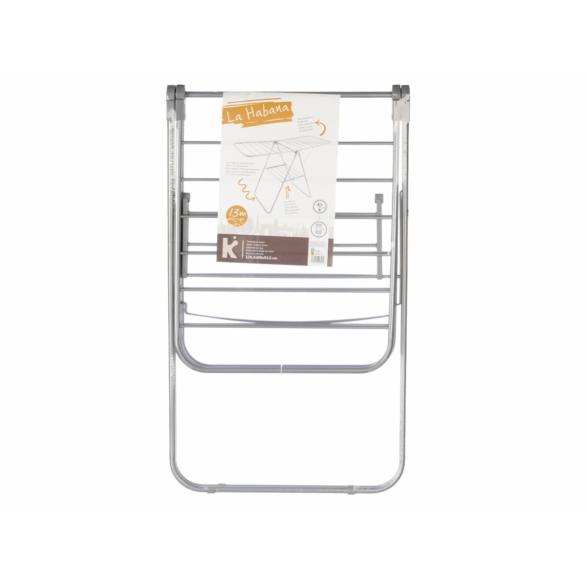 Tendedero Plegable Gris Metal 136,5 x 59 x 93,5 cm (4 Unidades)
