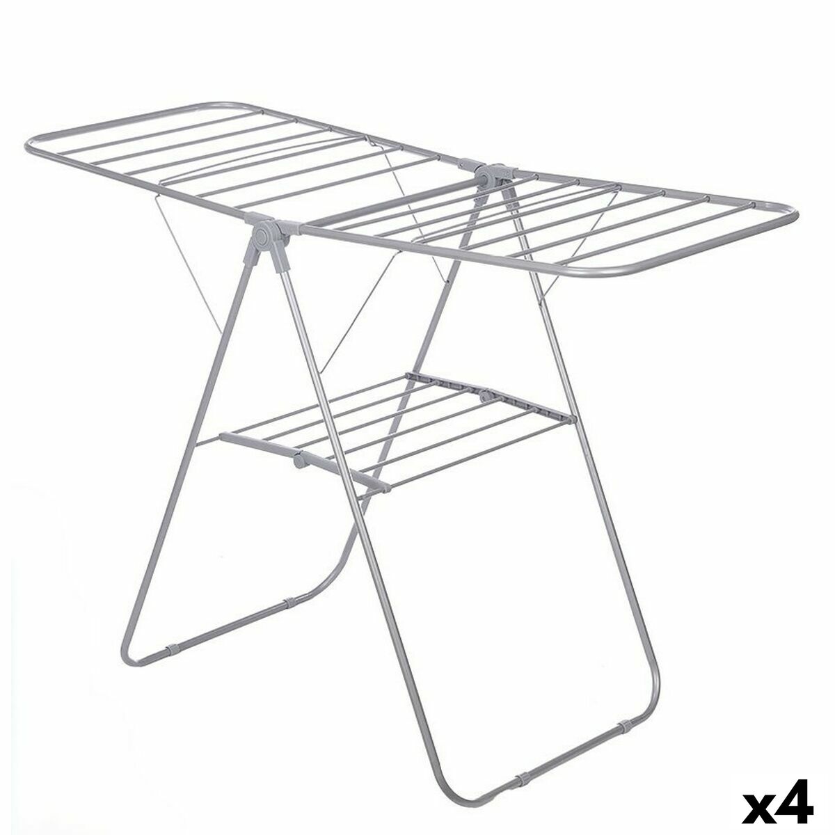 Tendedero Plegable Gris Metal 136,5 x 59 x 93,5 cm (4 Unidades)