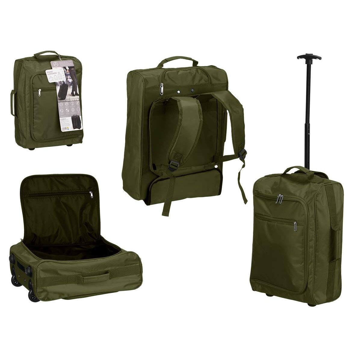 Mochila Trolley Negro Verde Poliéster Metal Plástico 31,5 l 35 x 18 x 51 cm (6 Unidades)