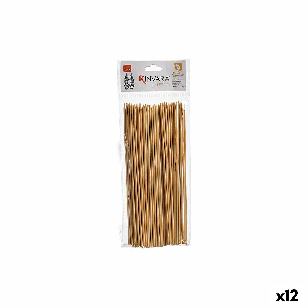 Palillos de Bambú Kinvara Marrón Bambú 20 cm 85 Piezas (12 Unidades)