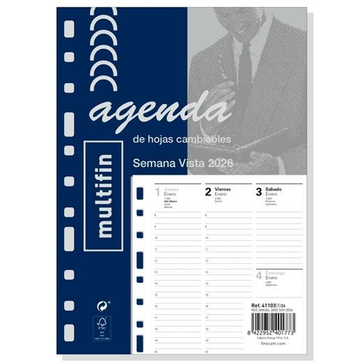 Recambio para Agenda Finocam MULTIFIN 2026 15,5 x 21,5 cm