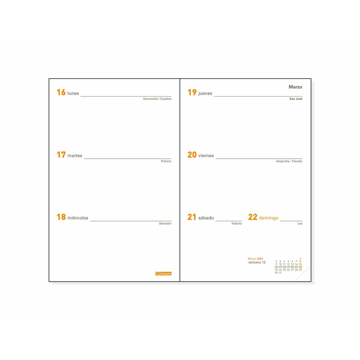 Recambio para Agenda Finocam P394 2026 8,2 x 12,7 cm