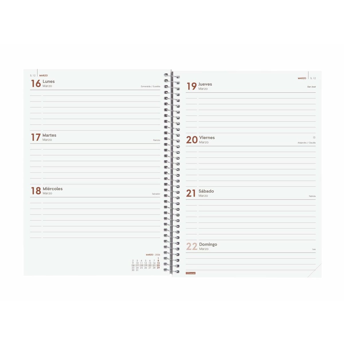 Agenda Finocam YEAR Rojo A5 15,5 x 21,2 cm 2026