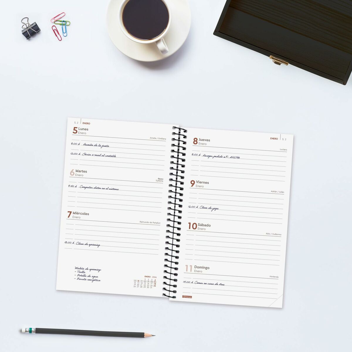 Agenda Finocam YEAR Negro 11,7 x 18,1 cm 2026