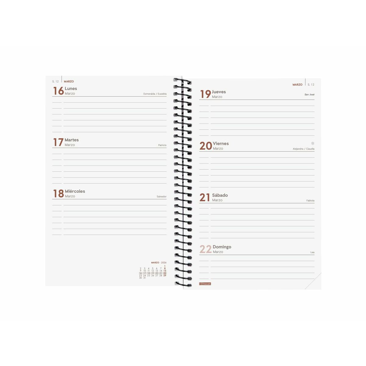 Agenda Finocam YEAR Negro 11,7 x 18,1 cm 2026