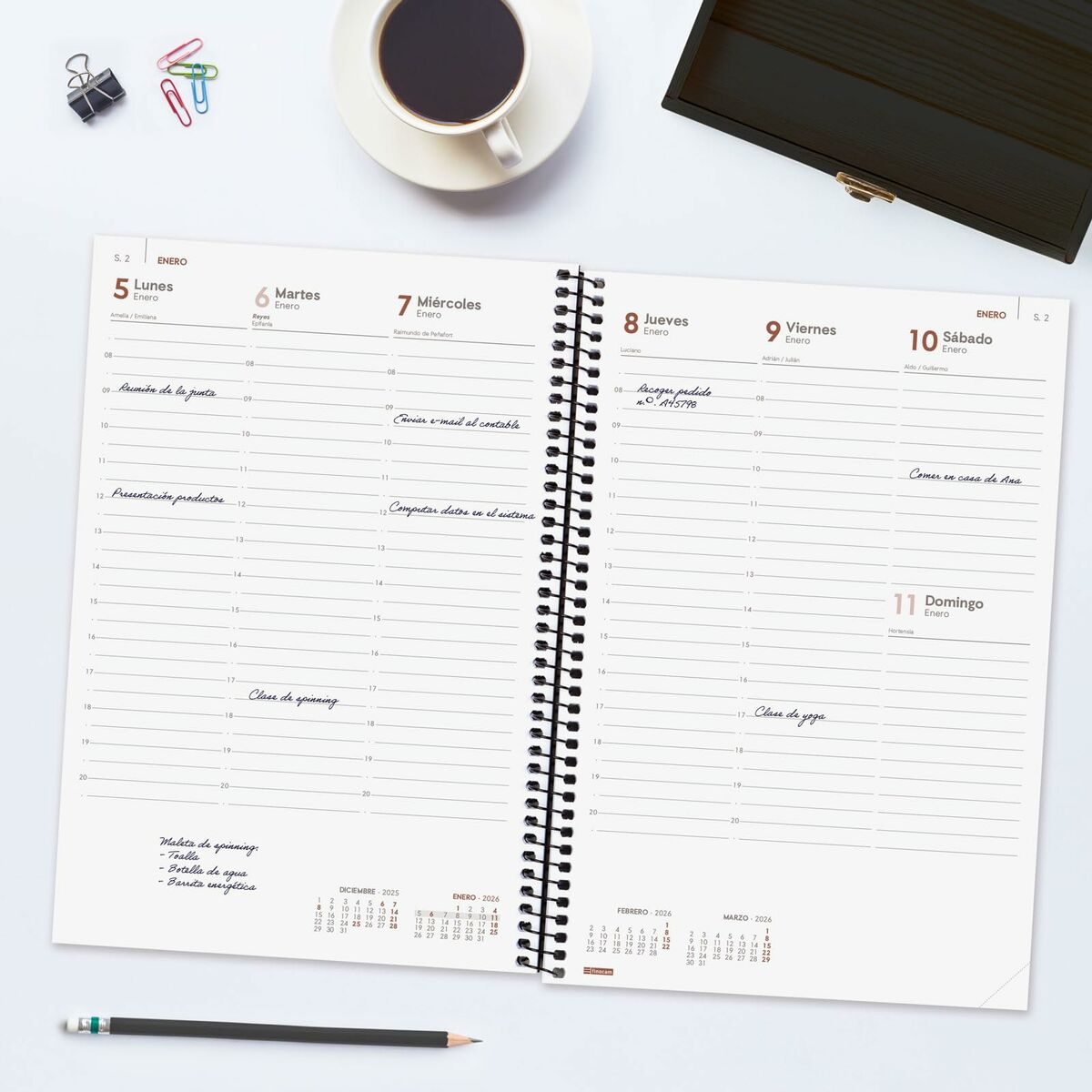 Agenda Finocam YEAR Negro 16,5 x 24,2 cm 2026