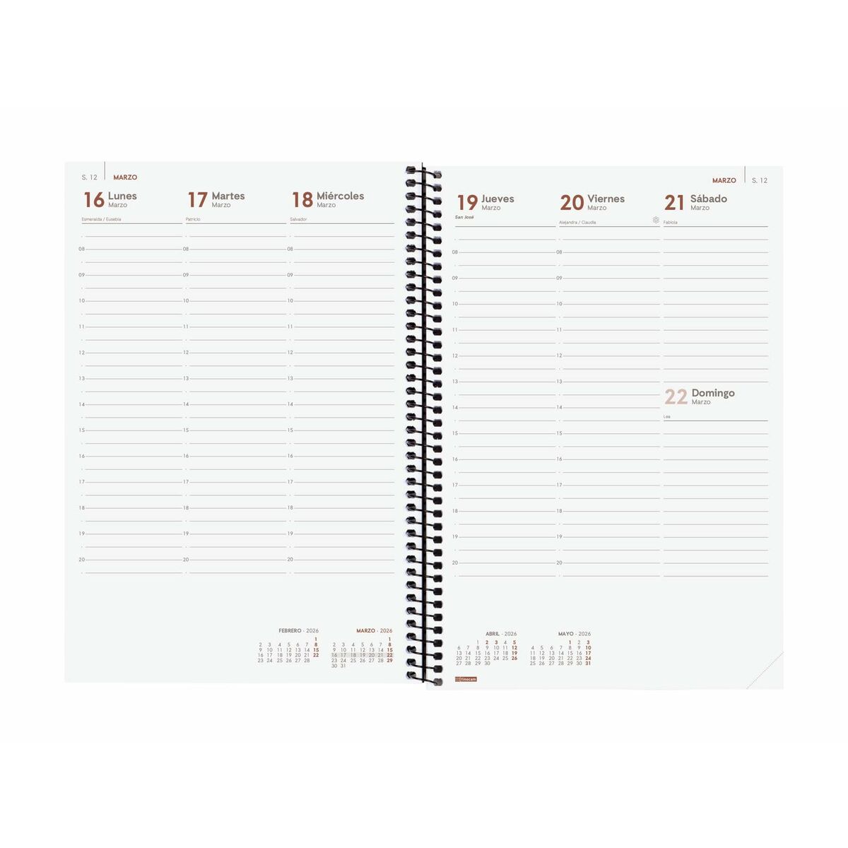 Agenda Finocam YEAR Negro 16,5 x 24,2 cm 2026