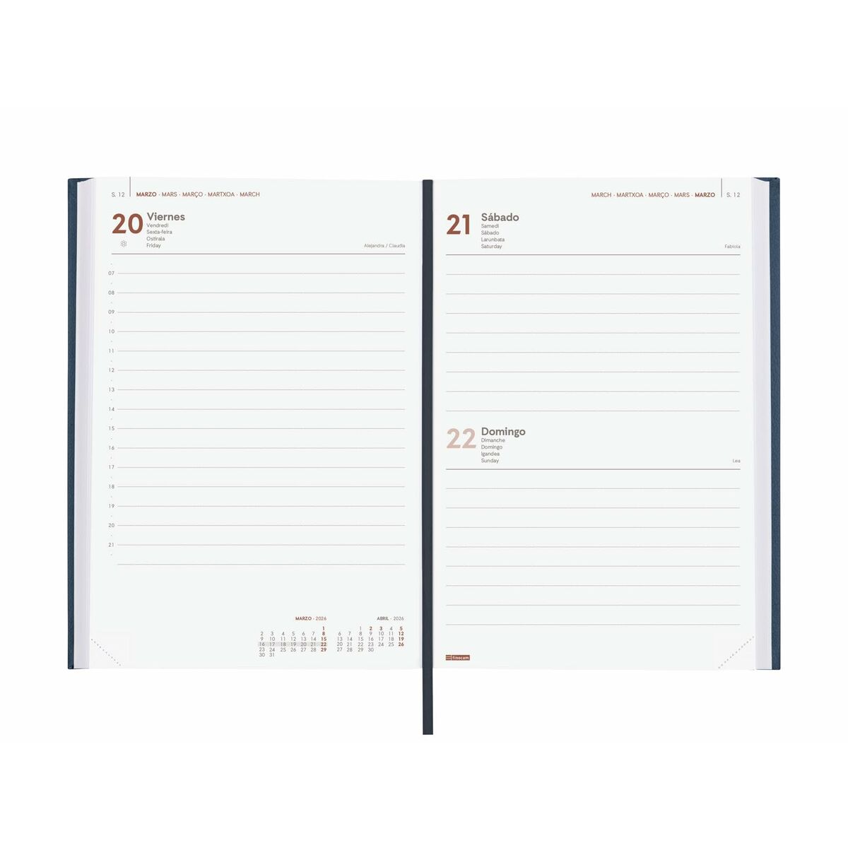 Agenda Finocam DYNAMIC MILANO Azul A5 21 x 27 cm 2026