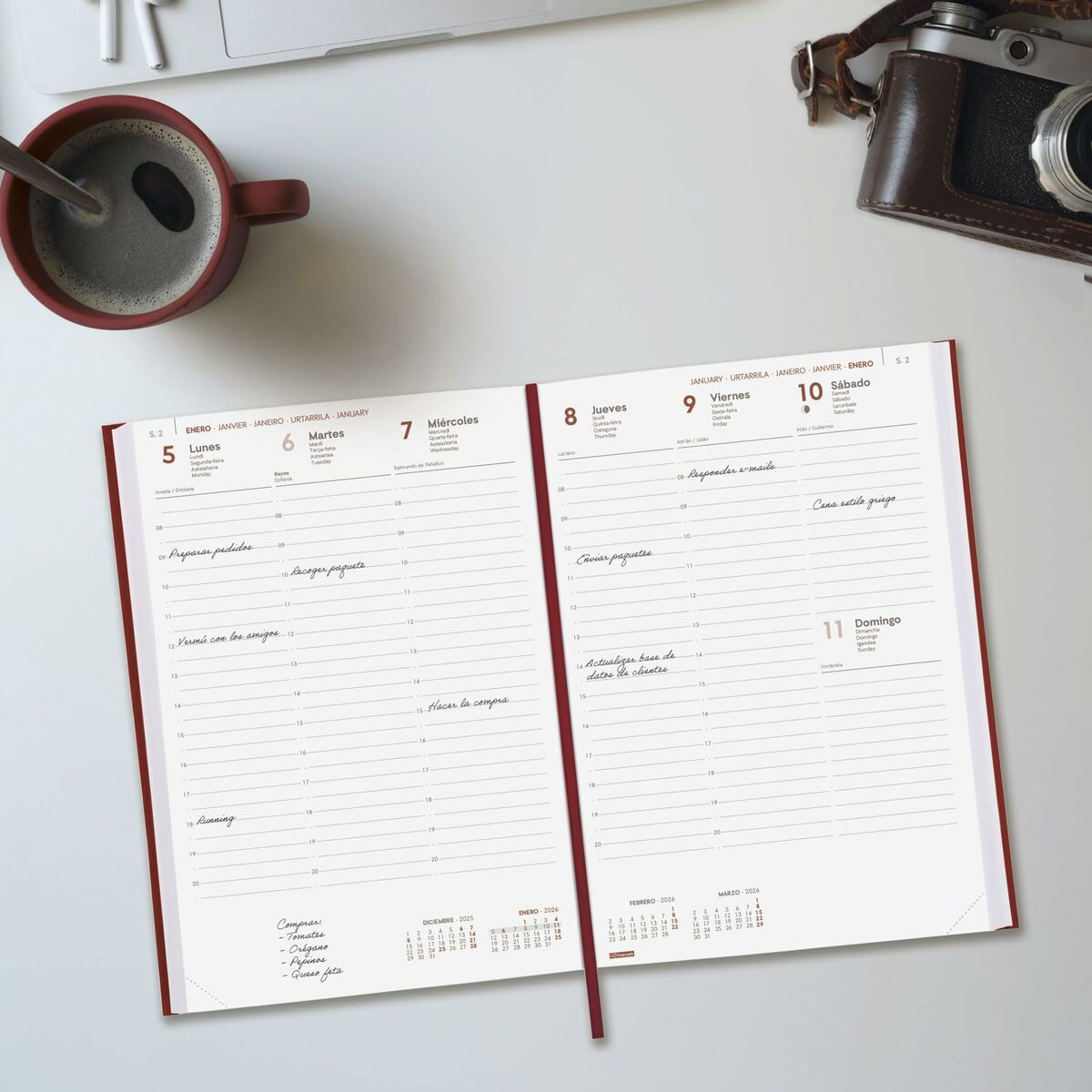 Agenda Finocam DYNAMIC MILANO Burdeos 16,5 x 24 cm 2026