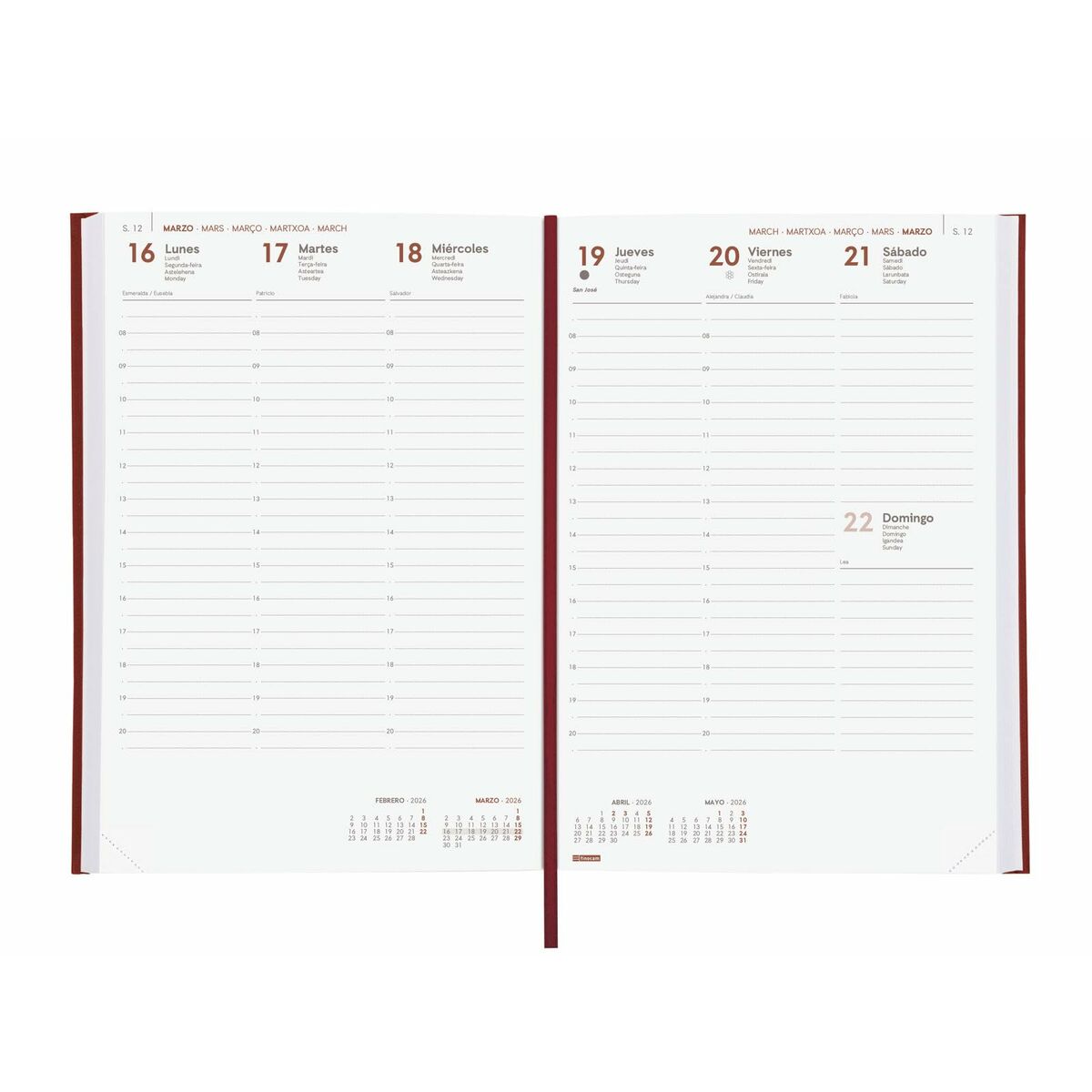 Agenda Finocam DYNAMIC MILANO Burdeos 16,5 x 24 cm 2026