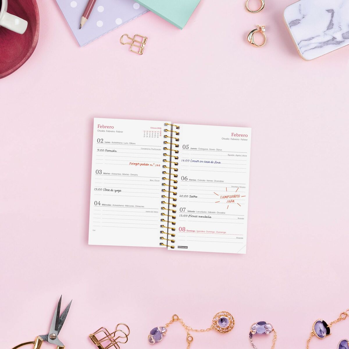 Agenda Finocam DESIGN COLLECTION Goldy Mini 7,9 x 12,7 cm 2026