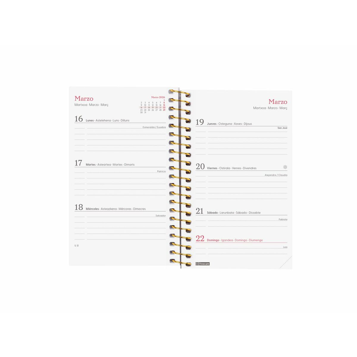 Agenda Finocam DESIGN COLLECTION Goldy Mini 7,9 x 12,7 cm 2026