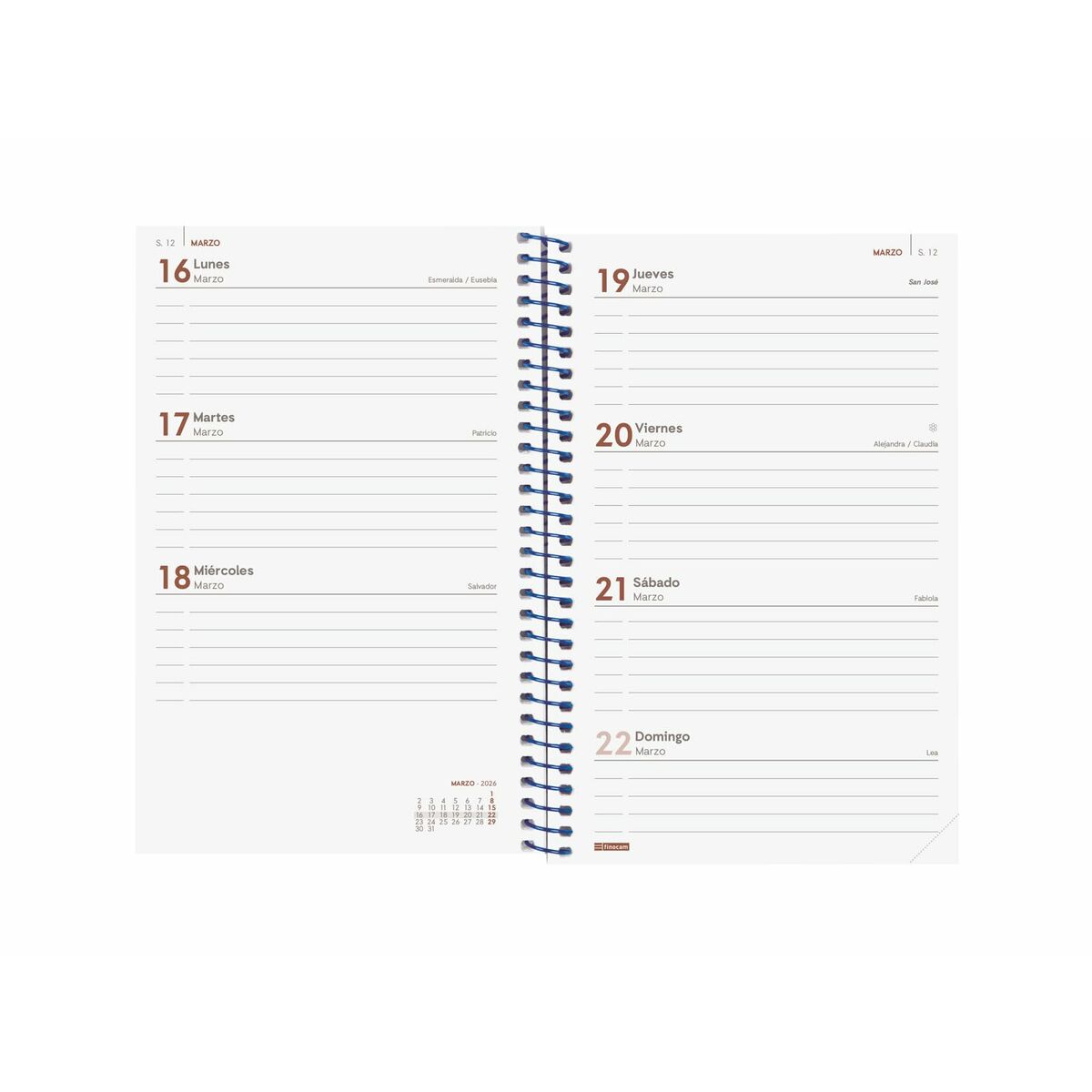 Agenda Finocam YEAR Azul 11,7 x 18,1 cm 2026