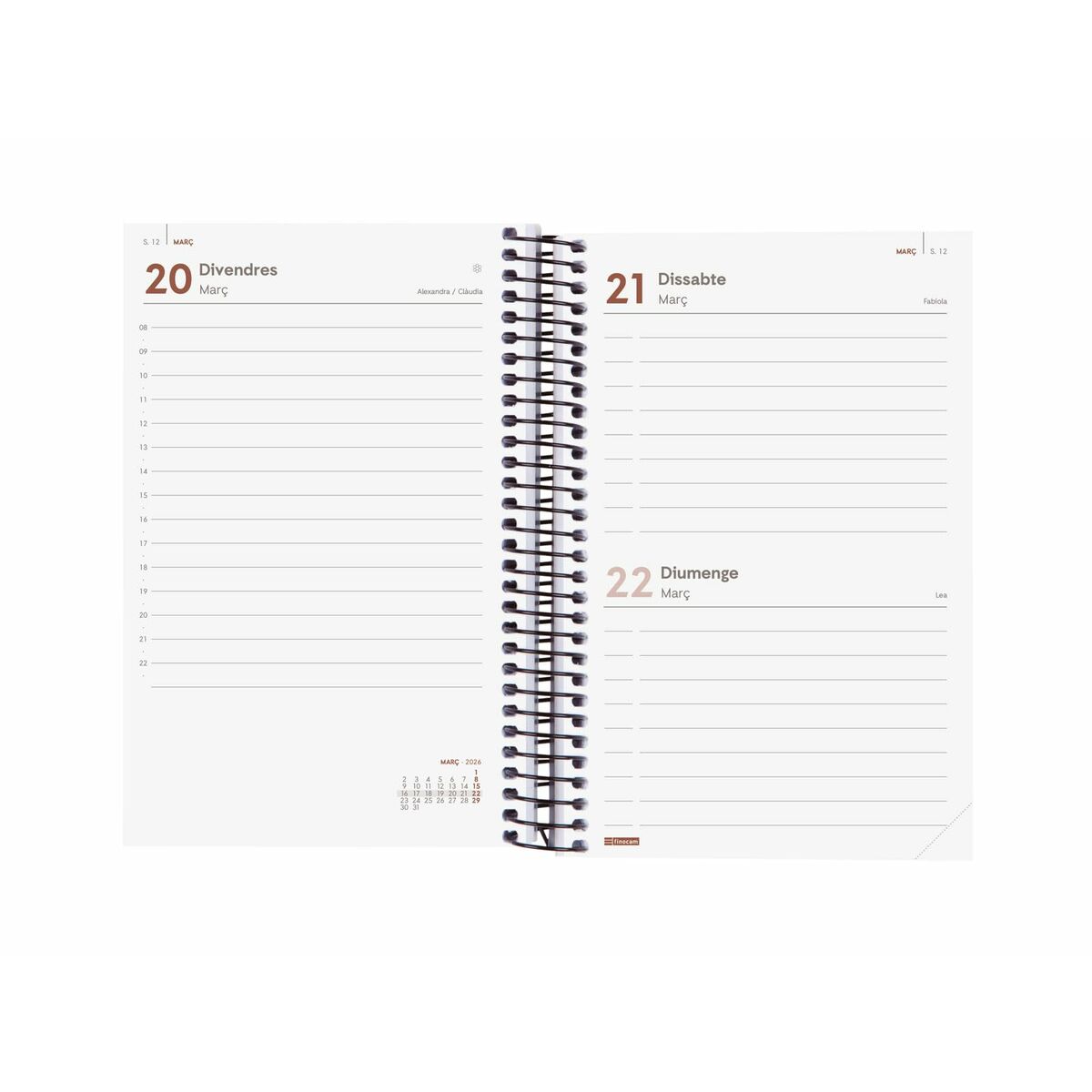 Agenda Finocam OPAQUE Negro 11,7 x 18,1 cm 2026
