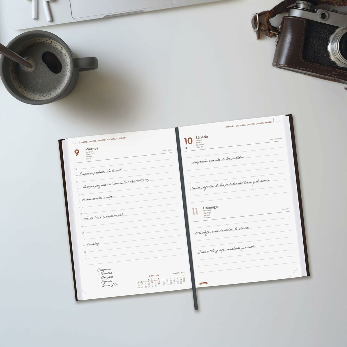 Agenda Finocam DYNAMIC MILANO Negro A5 21 x 27 cm 2026