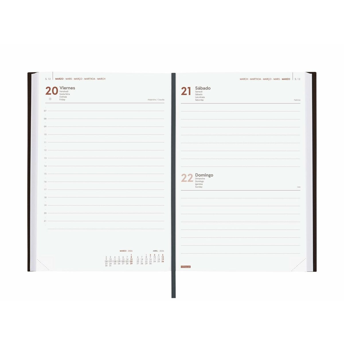 Agenda Finocam DYNAMIC MILANO Negro A5 21 x 27 cm 2026
