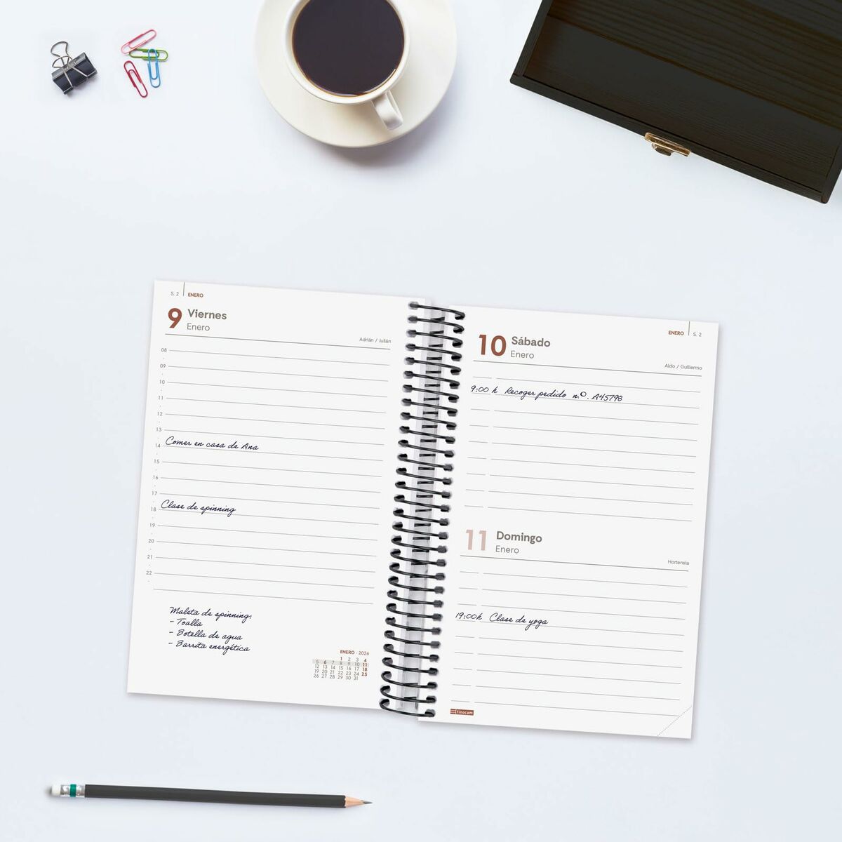 Agenda Finocam YEAR Negro 11,7 x 18,1 cm 2026