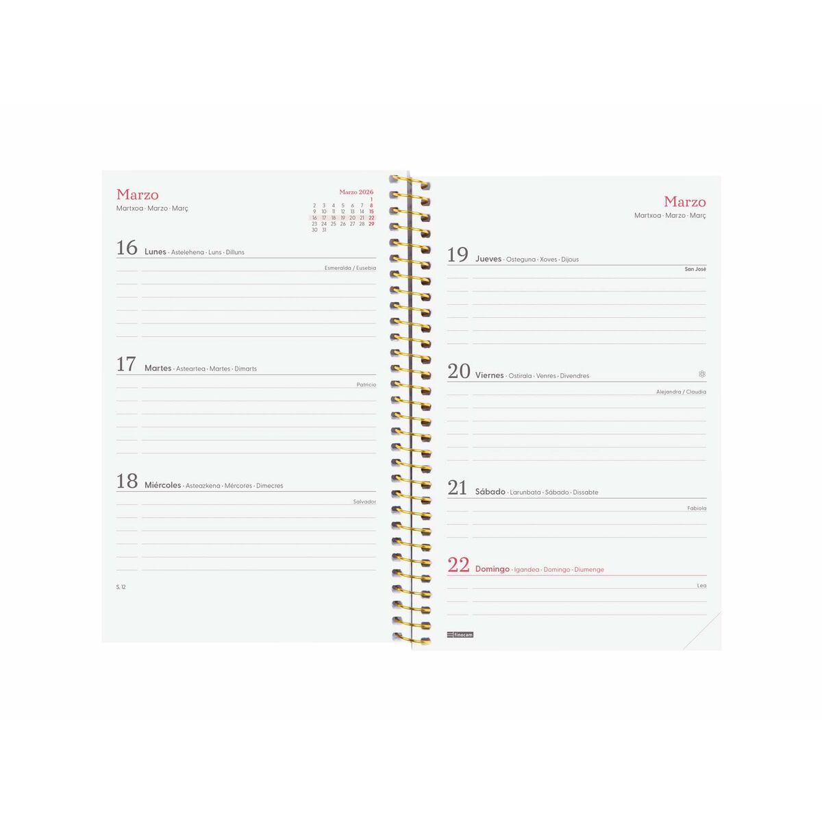 Agenda Finocam DESIGN COLLECTION Goldy 11,7 x 18,1 cm 2026