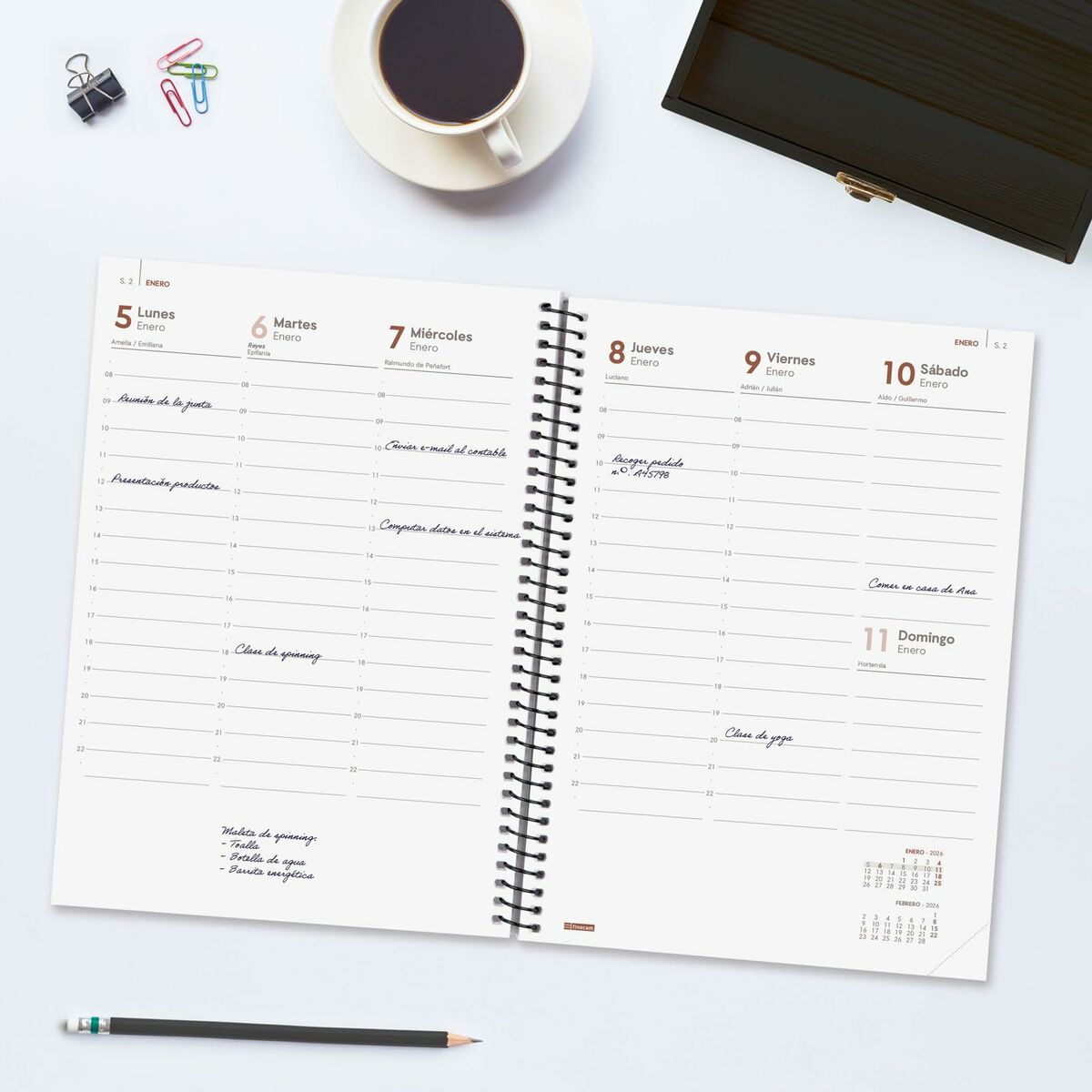 Agenda Finocam YEAR Negro A5 15,5 x 21,2 cm 2026