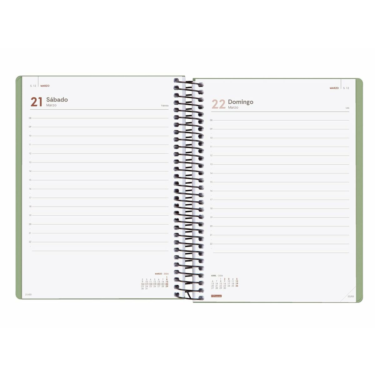 Agenda Finocam MY Verde A5 15,5 x 21,2 cm 2026