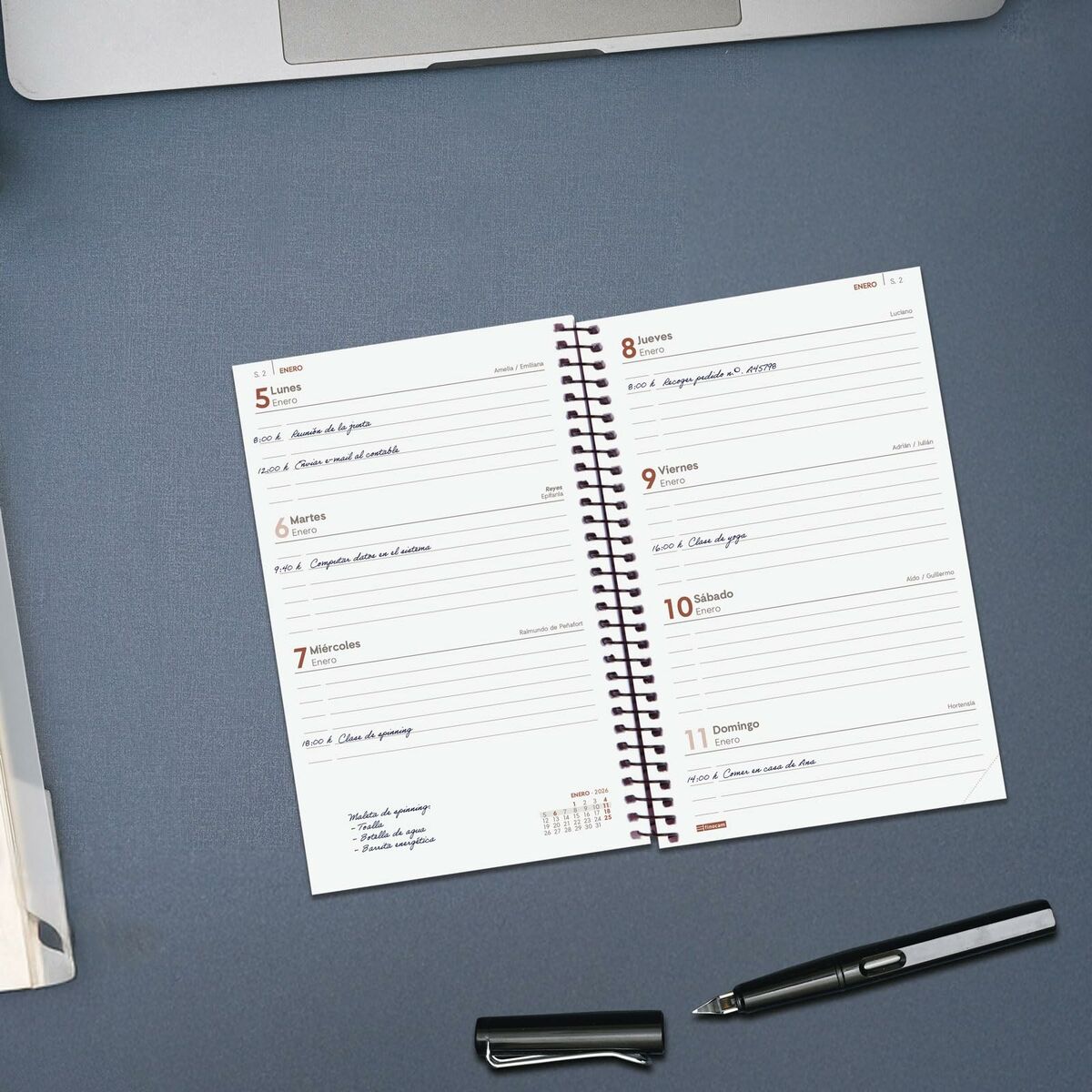 Agenda Finocam OPAQUE Negro 11,7 x 18,1 cm 2026