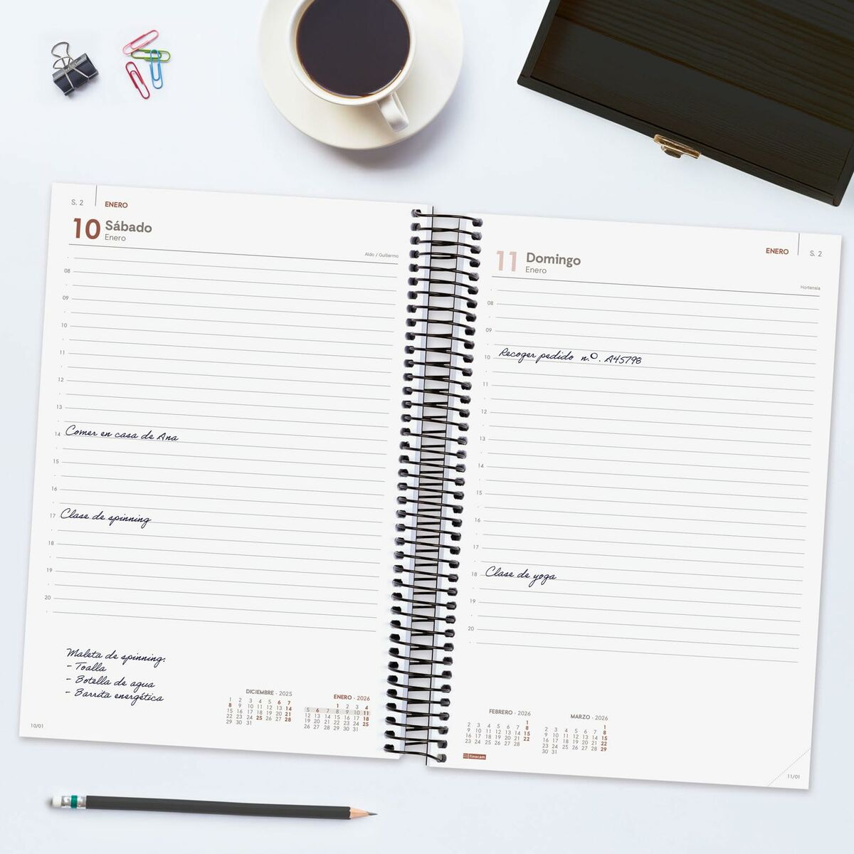 Agenda Finocam YEAR Negro 16,5 x 24,2 cm 2026