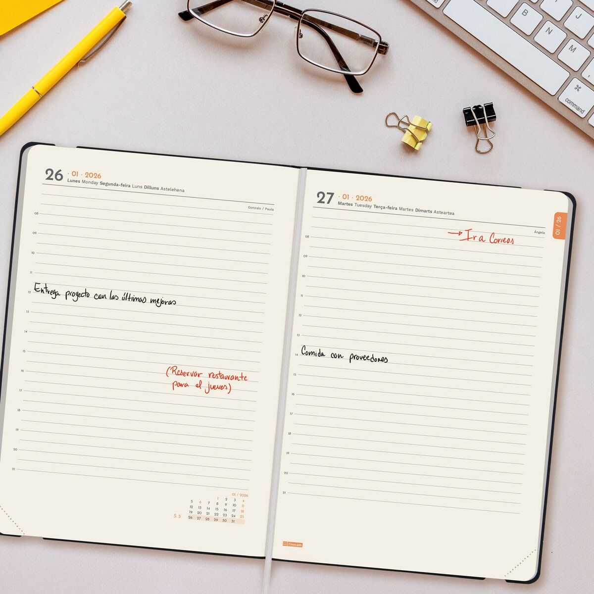 Agenda Finocam FLEXI Negro A5 14,8 x 21 cm 2026