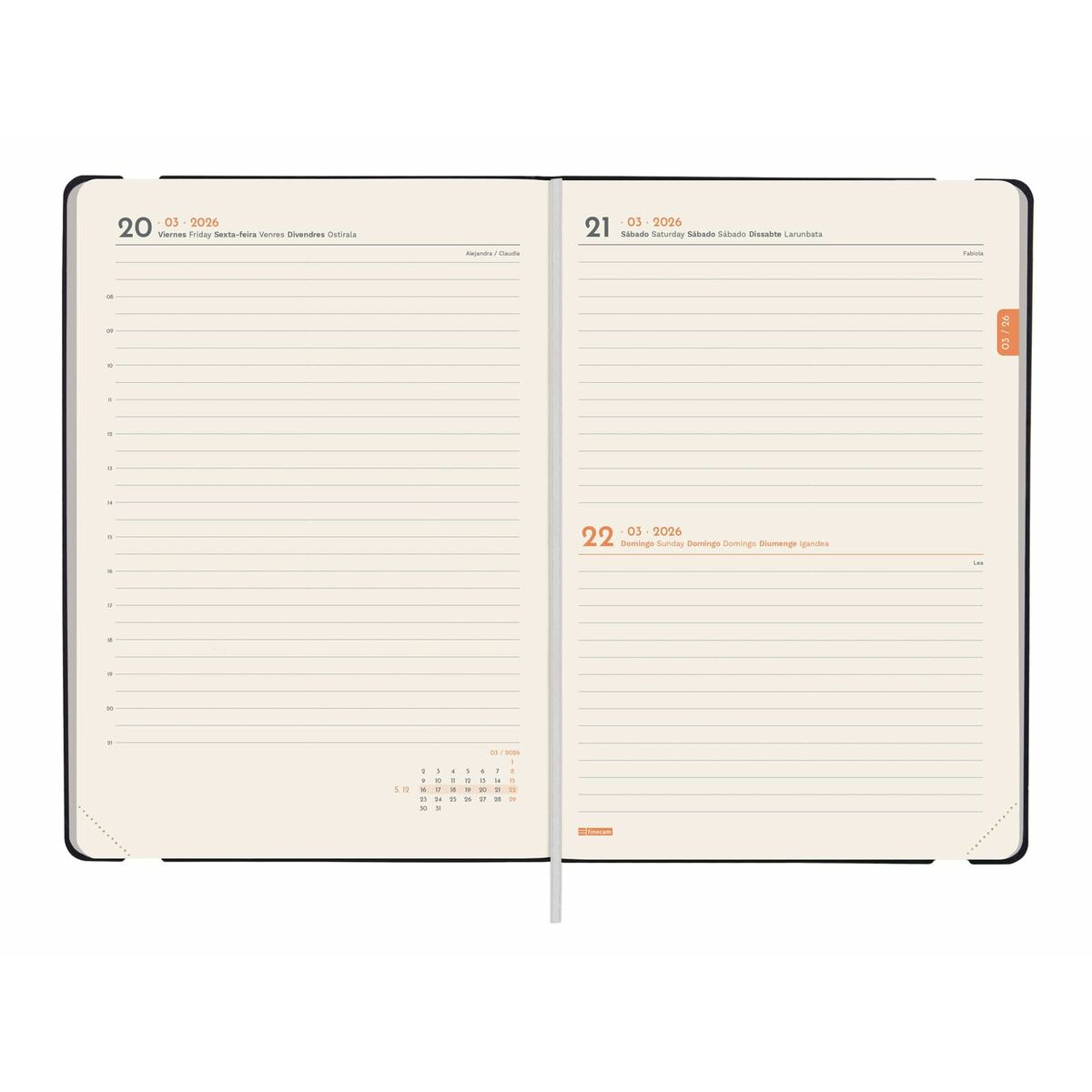 Agenda Finocam FLEXI Negro A5 14,8 x 21 cm 2026