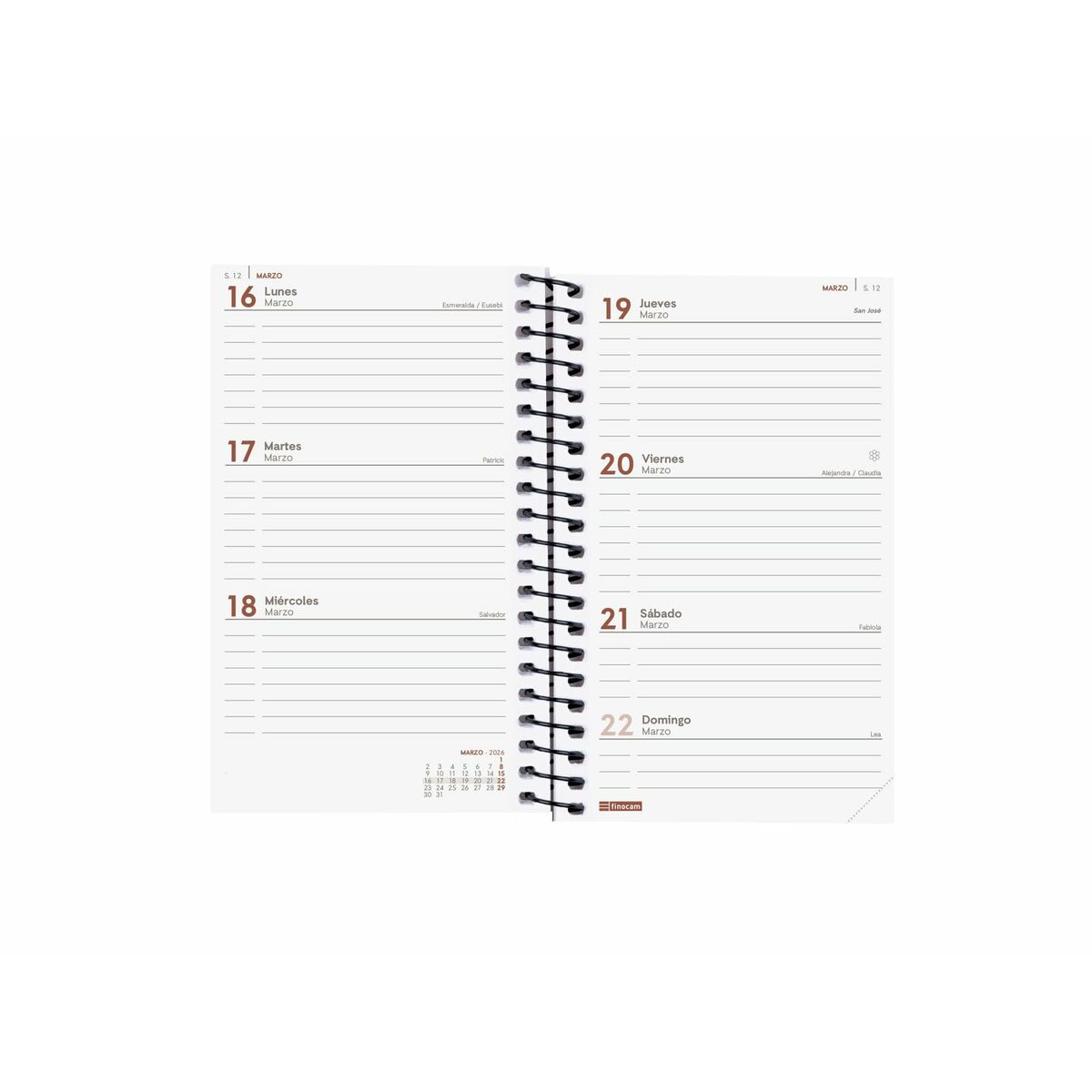Agenda Finocam YEAR Negro Mini 7,9 x 12,7 cm 2026
