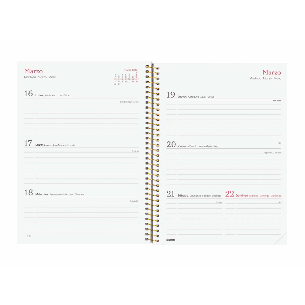 Agenda Finocam DESIGN COLLECTION Flora A5 15,5 x 21,2 cm 2026