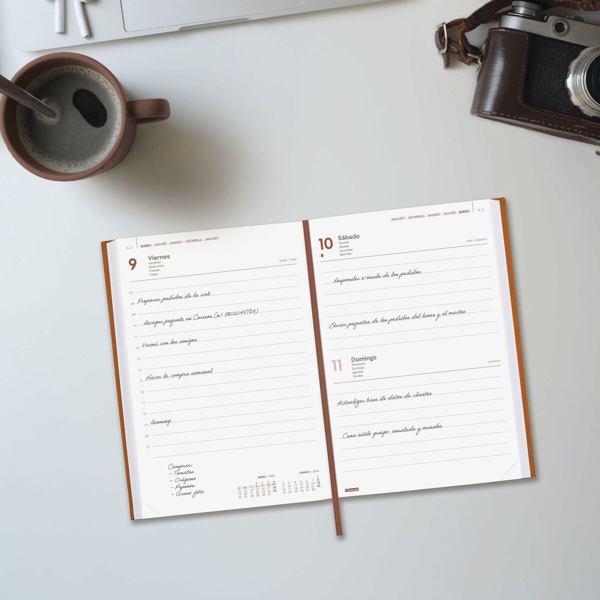 Agenda Finocam DYNAMIC MILANO Marrón A5 21 x 27 cm 2026