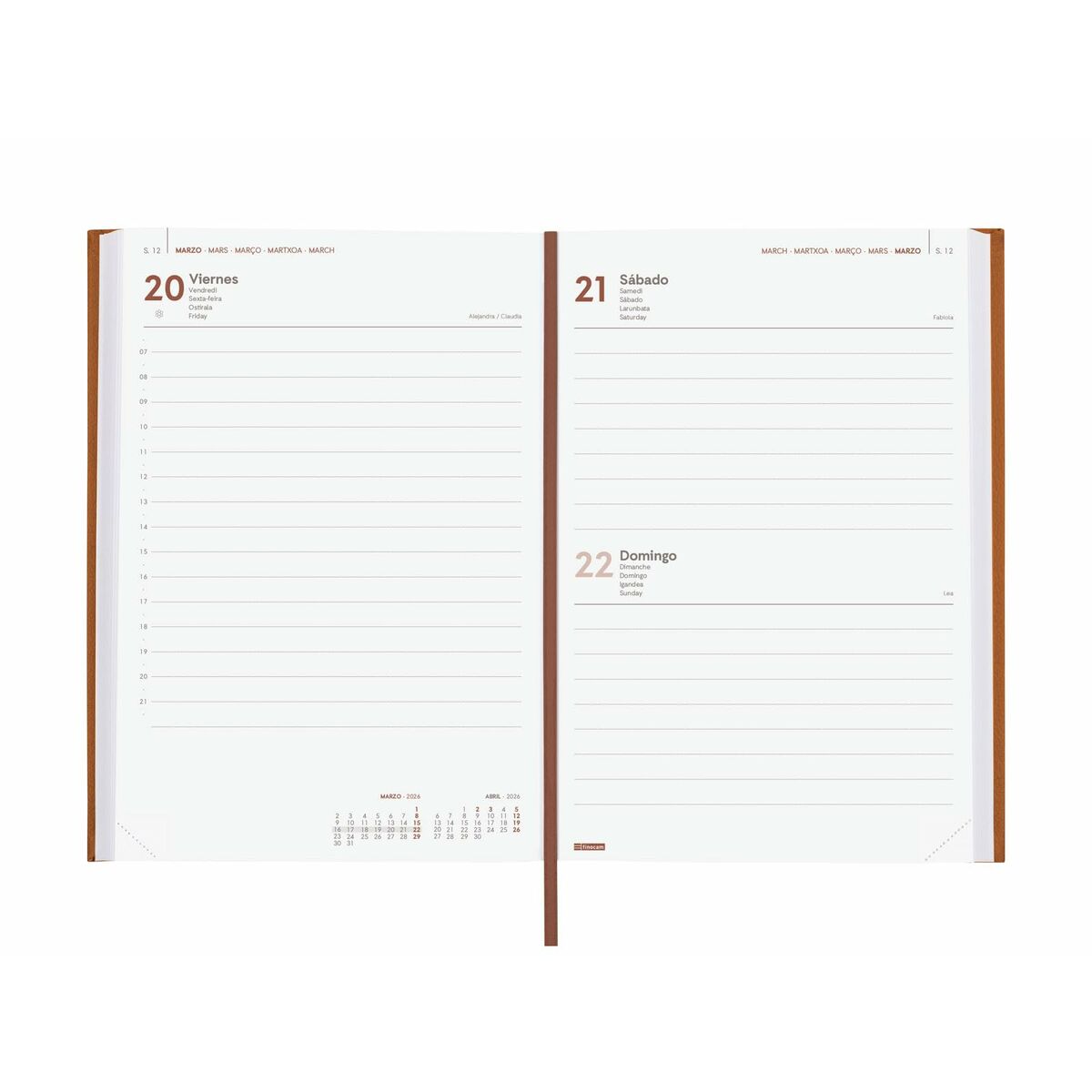 Agenda Finocam DYNAMIC MILANO Marrón A5 21 x 27 cm 2026