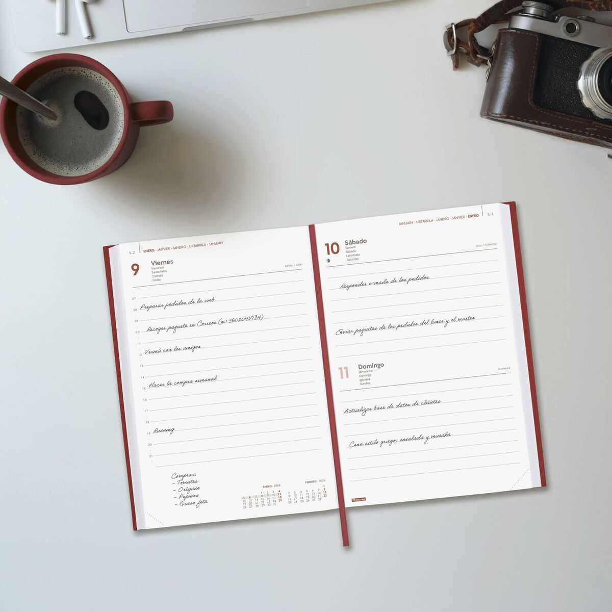 Agenda Finocam DYNAMIC MILANO Burdeos A5 21 x 27 cm 2026