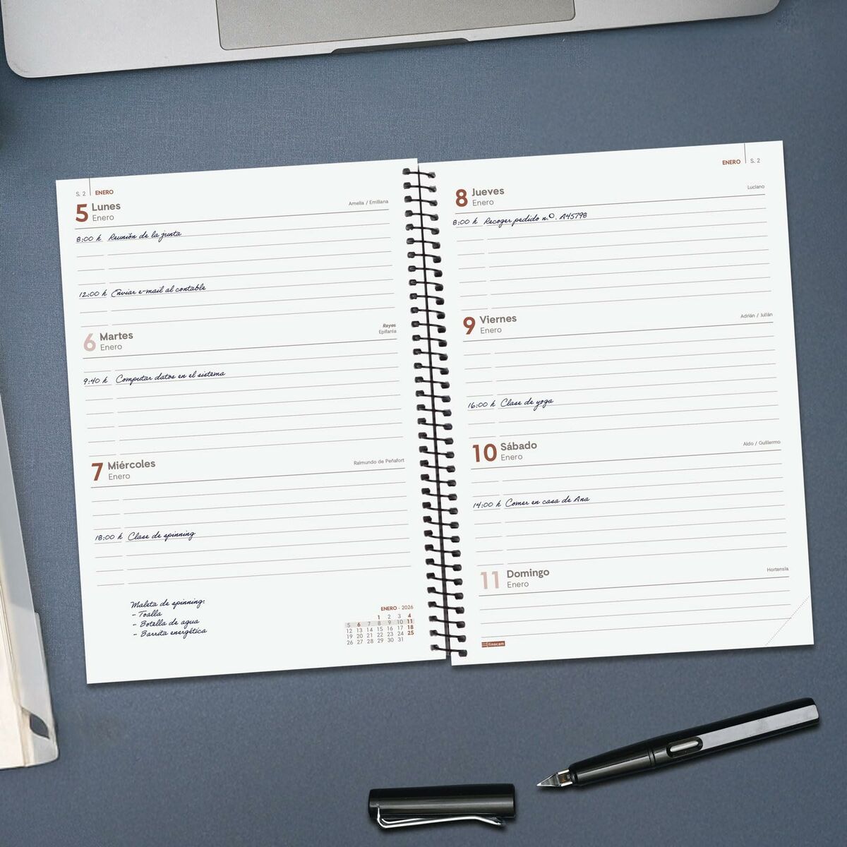 Agenda Finocam OPAQUE Naranja A5 15,5 x 21,2 cm 2026