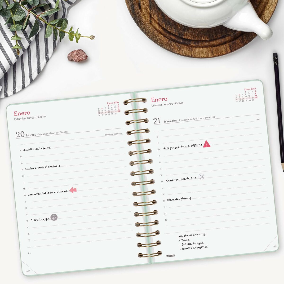 Agenda Finocam Alma Menta A5 15,5 x 21,2 cm 2026