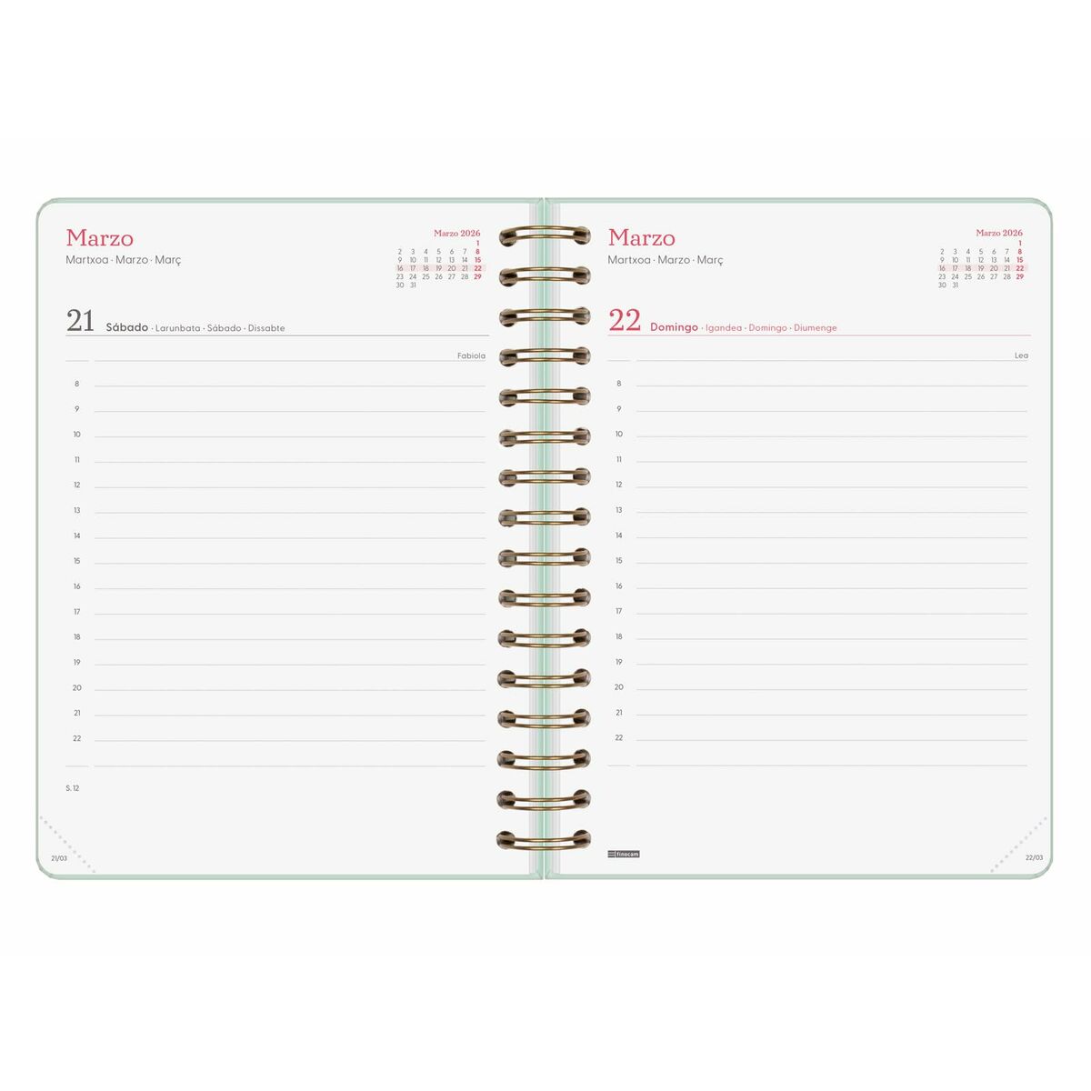 Agenda Finocam Alma Menta A5 15,5 x 21,2 cm 2026