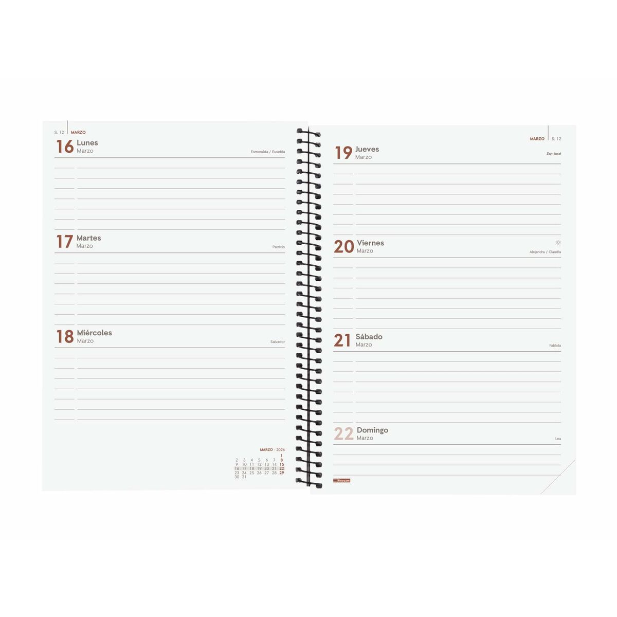 Agenda Finocam OPAQUE Rosa A5 15,5 x 21,2 cm 2026