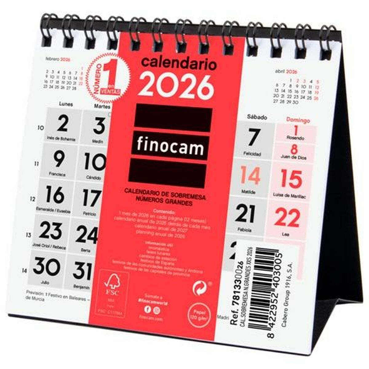 Calendario de Sobremesa Finocam Papel 11 x 11 cm 2026