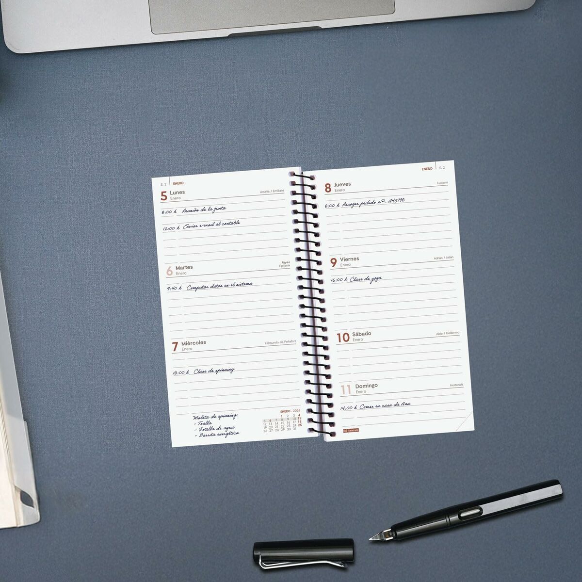 Agenda Finocam OPAQUE Negro 9,4 x 17,1 cm 2026